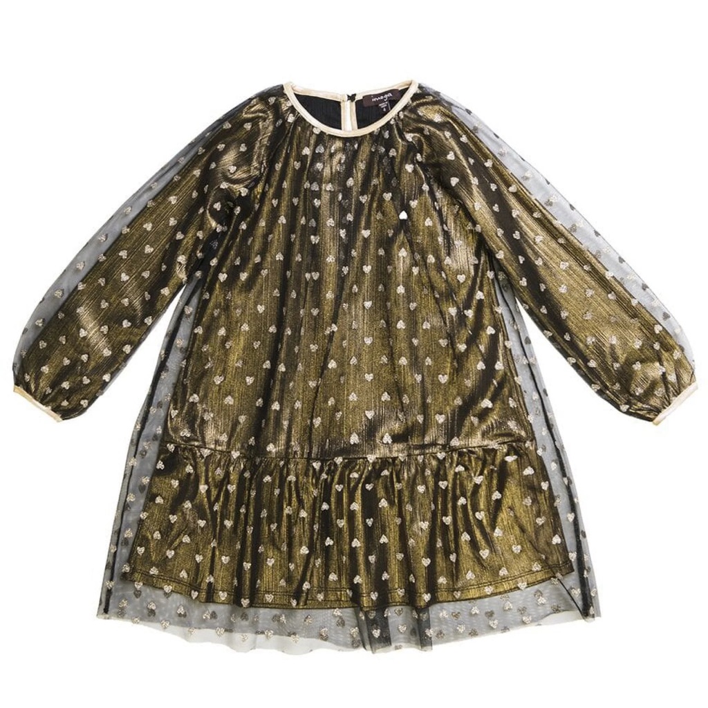Imoga Metallic Gold And Black Heart Dress